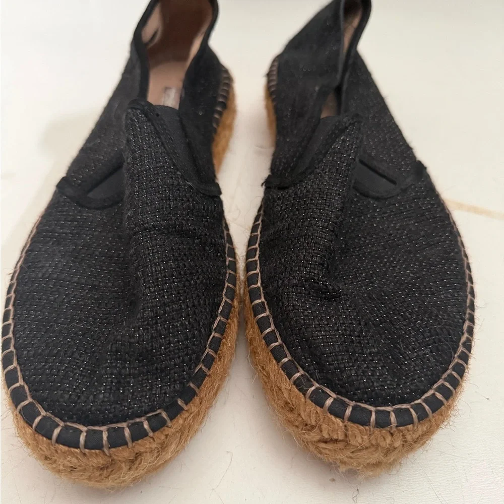 Viscata Black Sparkly Espadrilles Womens 39 Closed Toe Platform Shoes